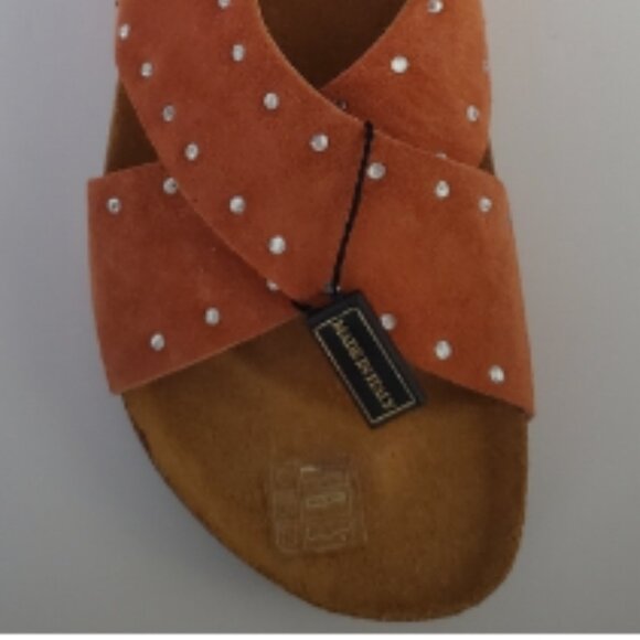 DOLCE VITA Women's Summer Cork Sandals Light Brown Suede Criss Cross Stones sz 9 - Picture 5 of 11